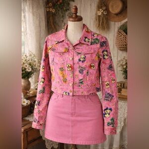 Colin Locascio “Pasta” Novelty Print Pink Denim Style Jacket